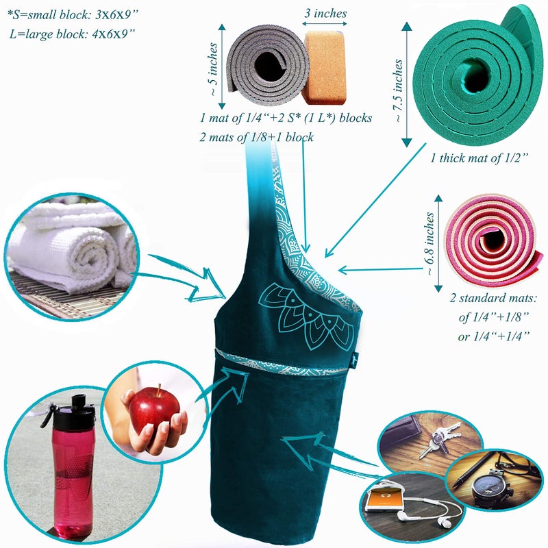 Zenifit Yoga Mat Bag â€“ Versatile Yoga Bag with Mat Straps & Storage Pockets, Holds Yoga & Pilates Mats, Lightweight & Durable, Two-Tone Teal - Image 5